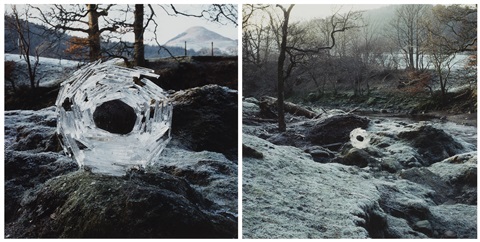 river ice wrapped around a river stone by andy goldsworthy