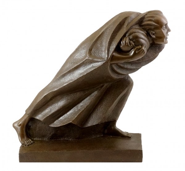 Bronze sculpture - The Refugee (1920) - sign. Ernst Barlach