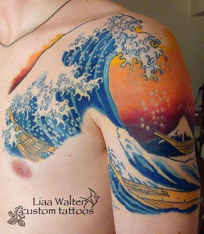 Great Wave of Kanagawa Tattoo Design – Tattoos Wizard Designs